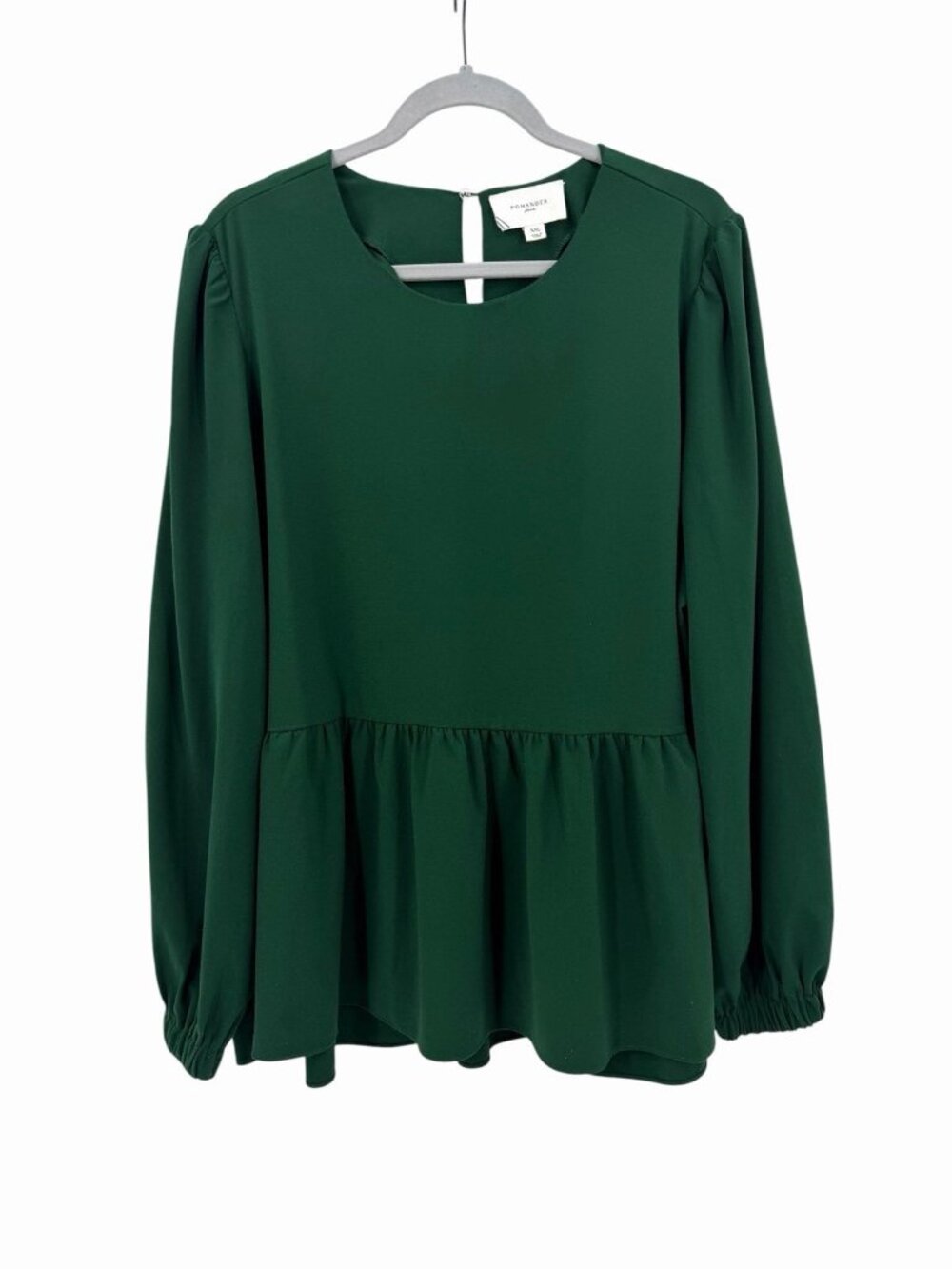 POMANDER PLACE Women's Green Ruffle Bottom Long Sleeve Tunic Mini Dress XXL